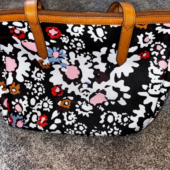 Fossil Black and Brown Floral Tote - Picture 1 of 9